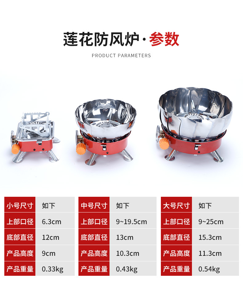 厂家直供新款便携卡式莲花炉电子打火野营防风炉头户外野餐圆炉详情5