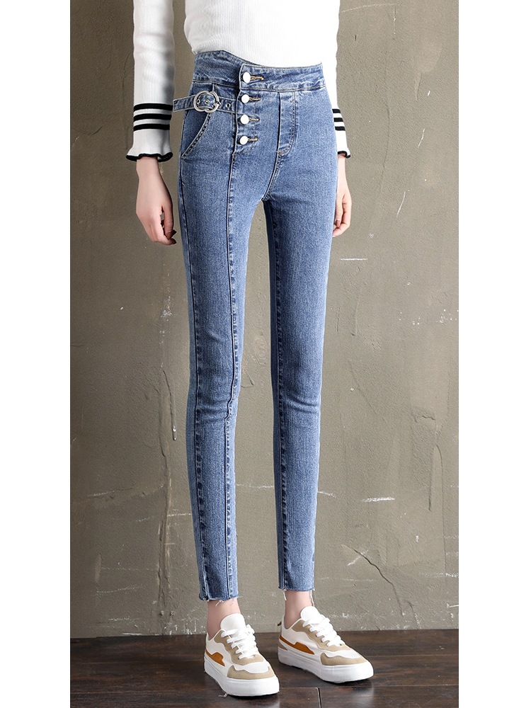 2022 Summer new style denim long pants for women, Korean high-waisted, slimming, floor-length wide-leg pants, wholesale from foreign trade street stalls pic 6