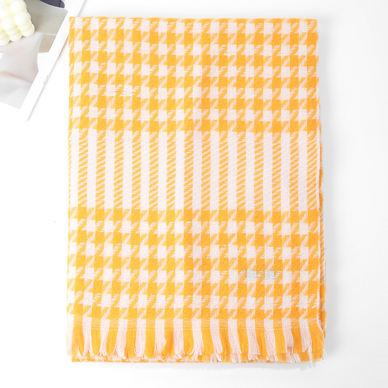New autumn and winter checkered short beard imitation cashmere scarf for female students, warm and versatile soft shawl manufacturer wholesale pic 23