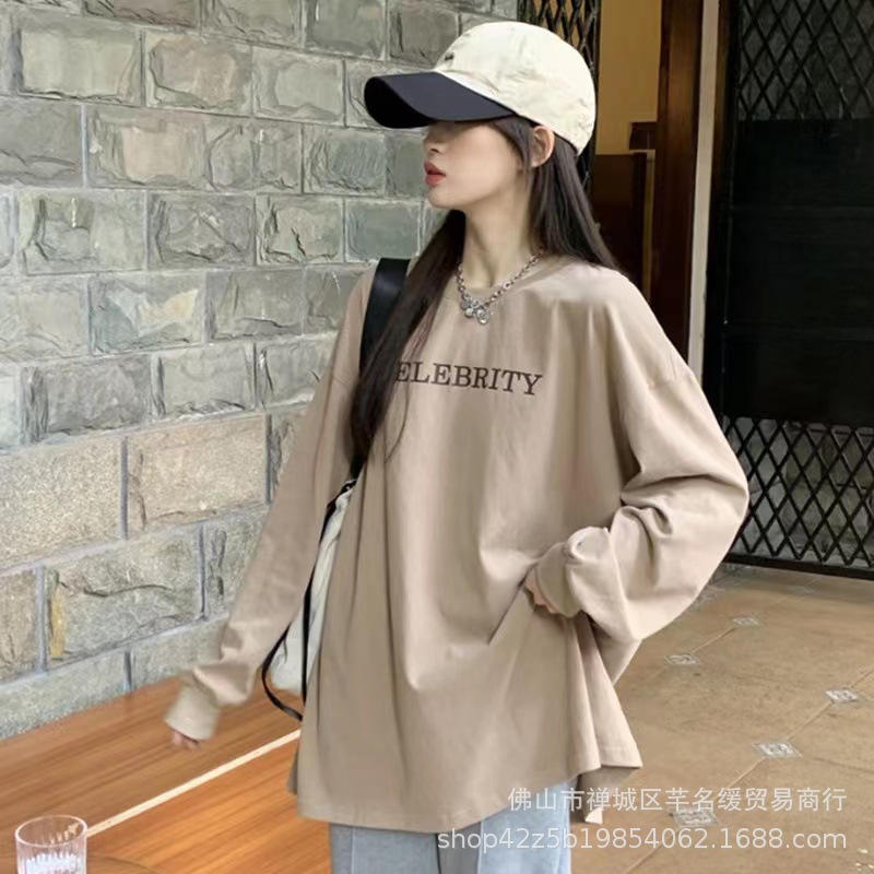 2023春秋新款女装长袖t恤韩版休闲大码女式t恤上衣打底衫外贸批发详情8