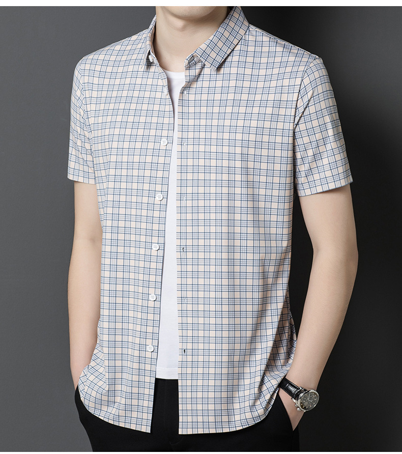 Una pieza de reemplazo de cabello hombre de mediana edad camisa de manga corta verano 2024 nueva camiseta sin plancha casual media manga top hombre ropa de hombre pic 10