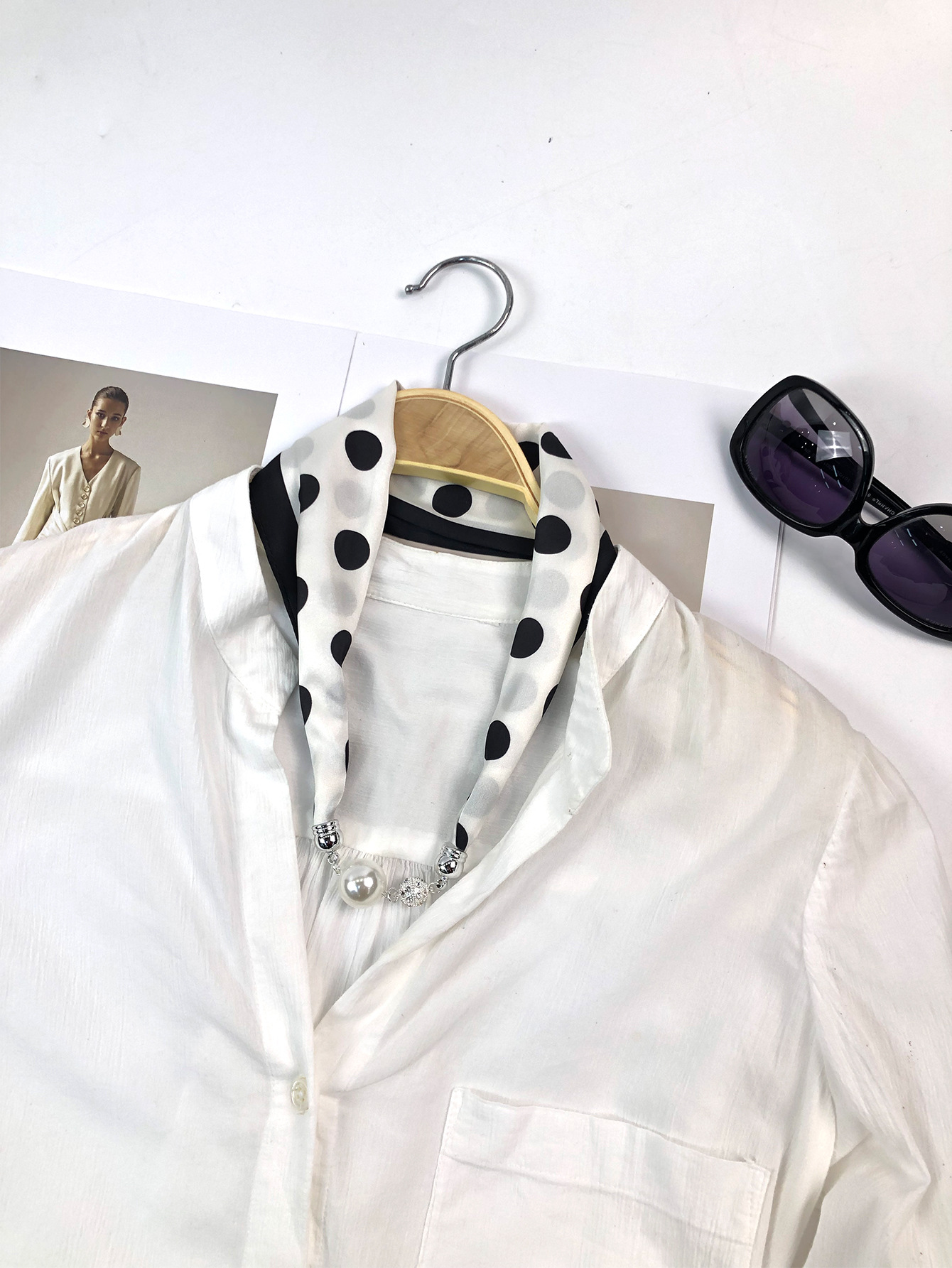 厂家直销时尚百搭仿真丝珍珠项链丝巾扣围巾透气装饰百搭详情7