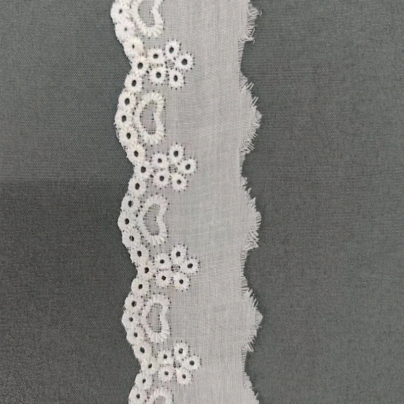 Wholesale of cotton embroidered lace, hollowed-out lace, embroidered skirt hem, clothing accessories, milk silk, perforated, barcode 2.5 pic 23