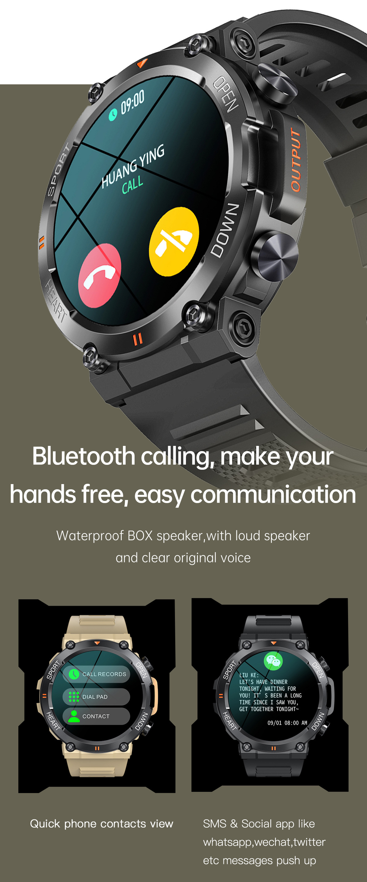 The new K56PRO three-proof communication smartwatch features music, weather, 1.39 inches heart rate, blood pressure and blood oxygen pic 10