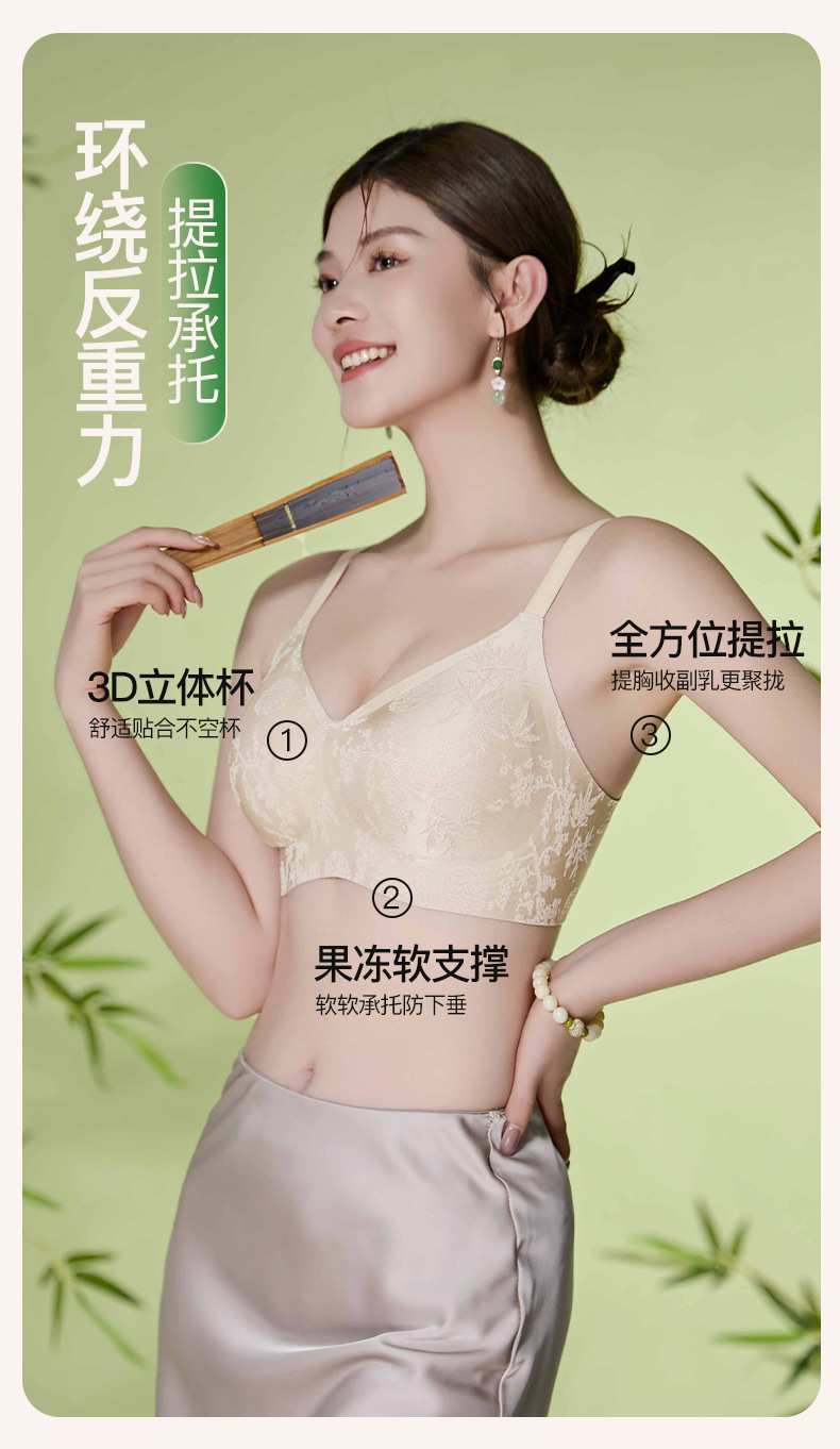 美宅内衣女薄款无痕胸罩小胸不空杯聚拢无钢圈国风文胸爆款批发详情14