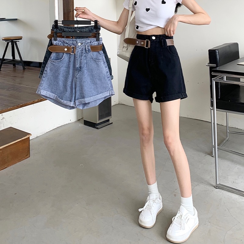 牛仔短裤女2023夏新款韩版高腰破洞显瘦女式牛仔短裤外贸直销批发详情34