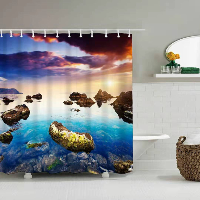 Factory supply of polyester waterproof bath curtains, hot sale and wholesale. Digital printing bathroom sets. Customization is supported based on provided drawings pic 13