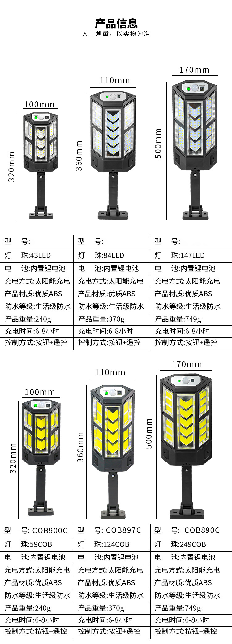 Cross-border remote control outdoor solar garden lamps, LED human body lighting sensor lamps, household waterproof street lamps, solar energy pic 6