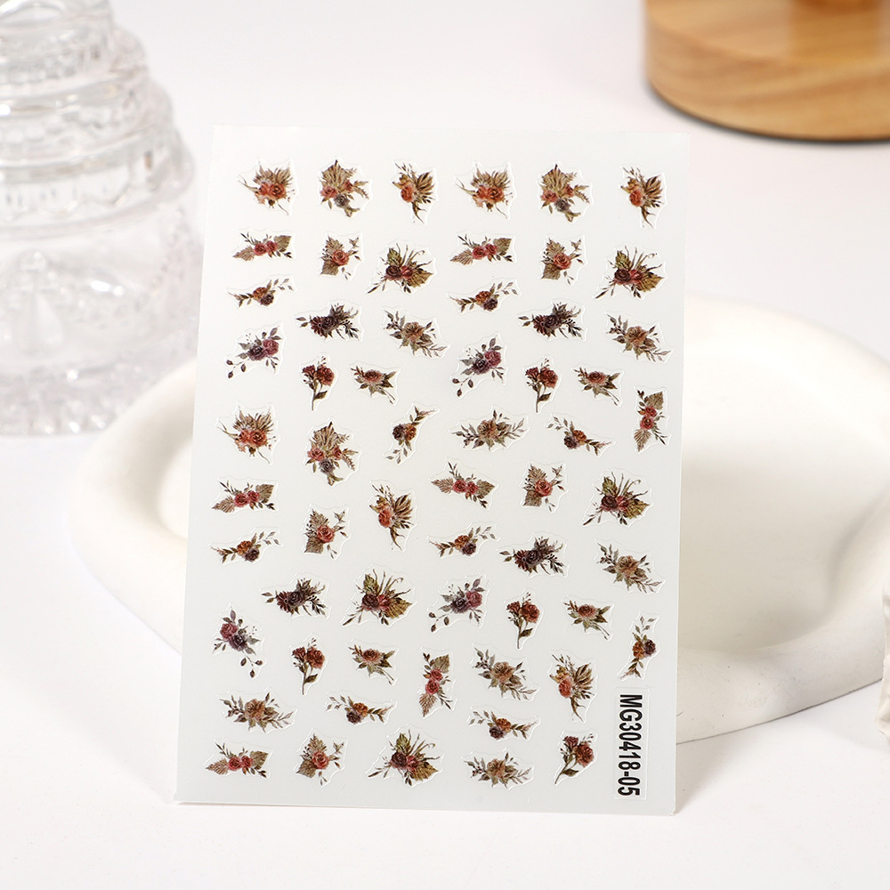 Rose nail art Japanese-style stickers, flower vases, watercolor flowers, fresh broken flowers, dried flowers, nail art decals pic 3