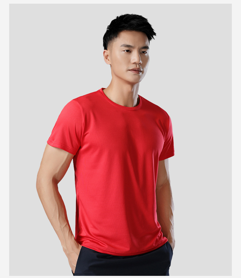 批发圆领T恤加印logo团体公司户外短袖男女同款速干透气运动服详情13