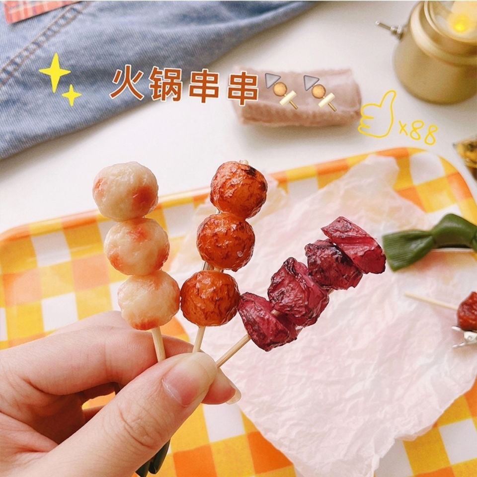 A grilled skewer hair clip ~ Original design of beef skewer side clip, ins simulation food play, fun and funny hair accessory, hairpin for girls pic 5