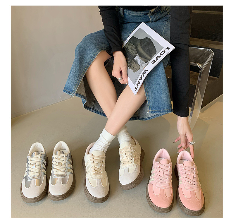 银色圆头德训鞋女款2024年秋季新款复古阿甘鞋软底轻便运动休闲鞋详情17