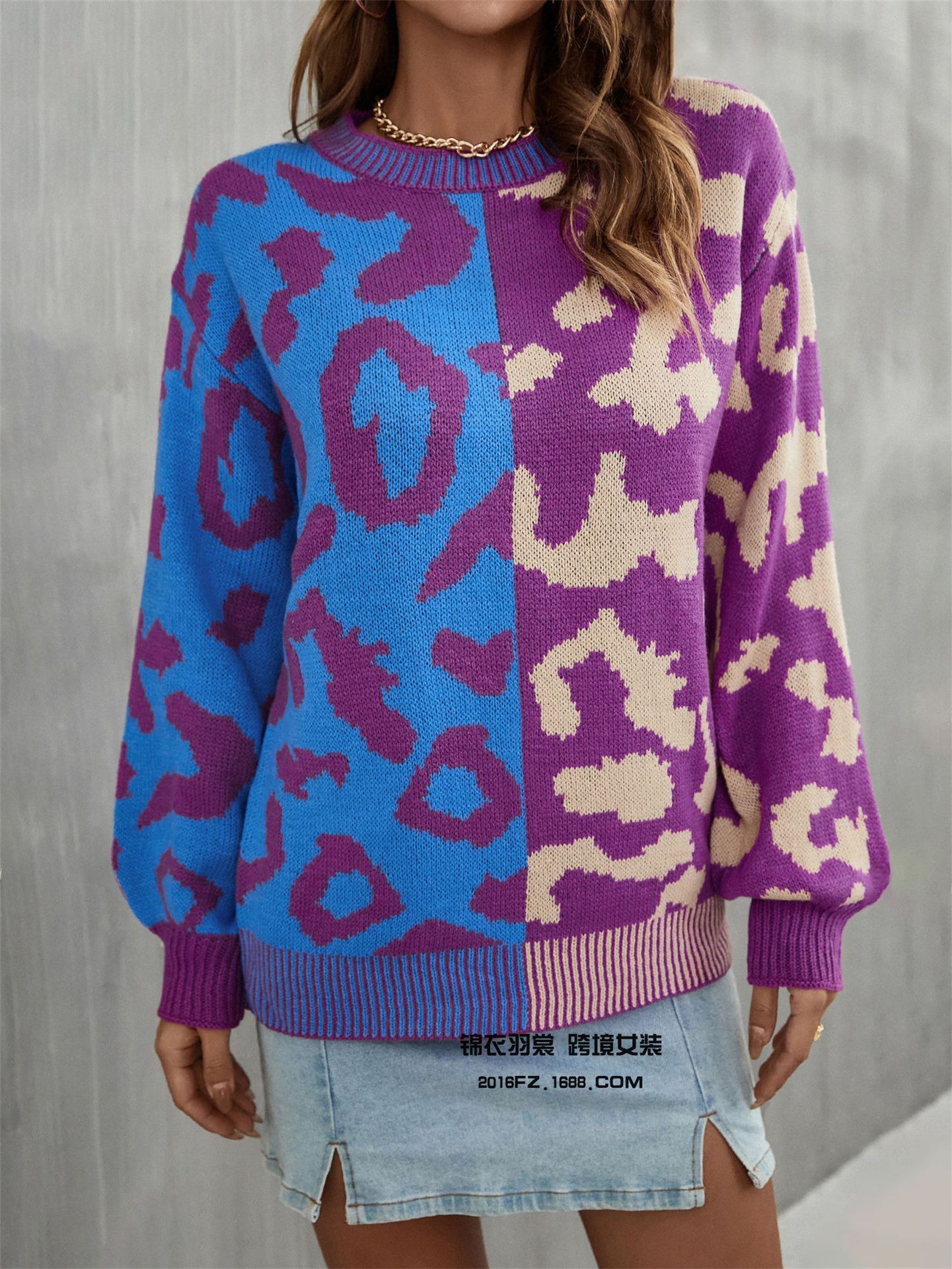 2025 primavera nuevo estilo europeo y americano de comercio exterior estilo de explosión amazon suéter leopardo patchwork mezcla jersey jersey jersey pic 23