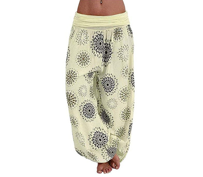 2023秋季亚马逊独立站女士时尚数码印花宽松阔腿裤哈伦休闲女长裤详情4