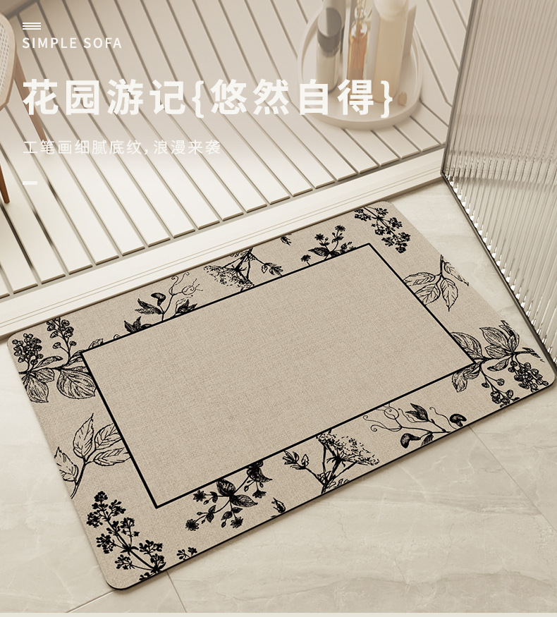Bathroom floor mat, toilet diatom mud absorbent mat, washroom and toilet door carpet, anti-slip soft foot mat for entering the door pic 1