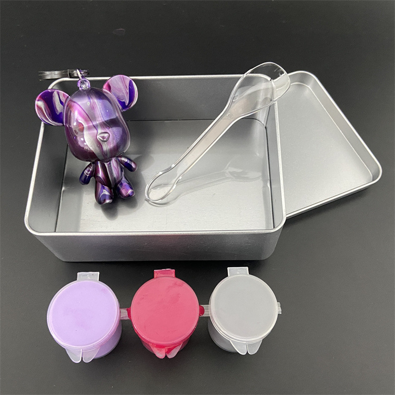 手工diy暴力流体熊钥匙扣盲盒流体熊颜料暴力小熊钥匙扣白胚批发详情13