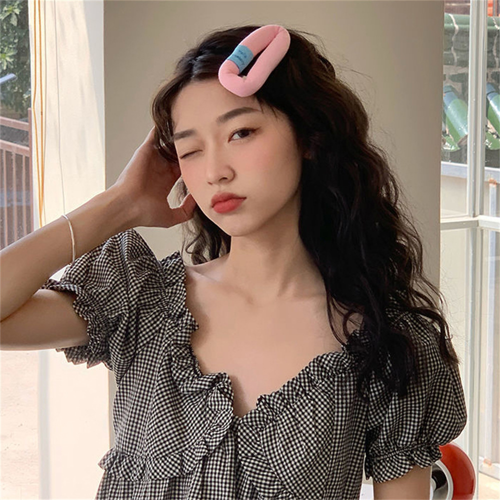 Cream-colored puffy sponge hair clips, cute large bangs clips, BB clips, makeup clips, hair clip edge clips, and teenage hair accessories pic 10