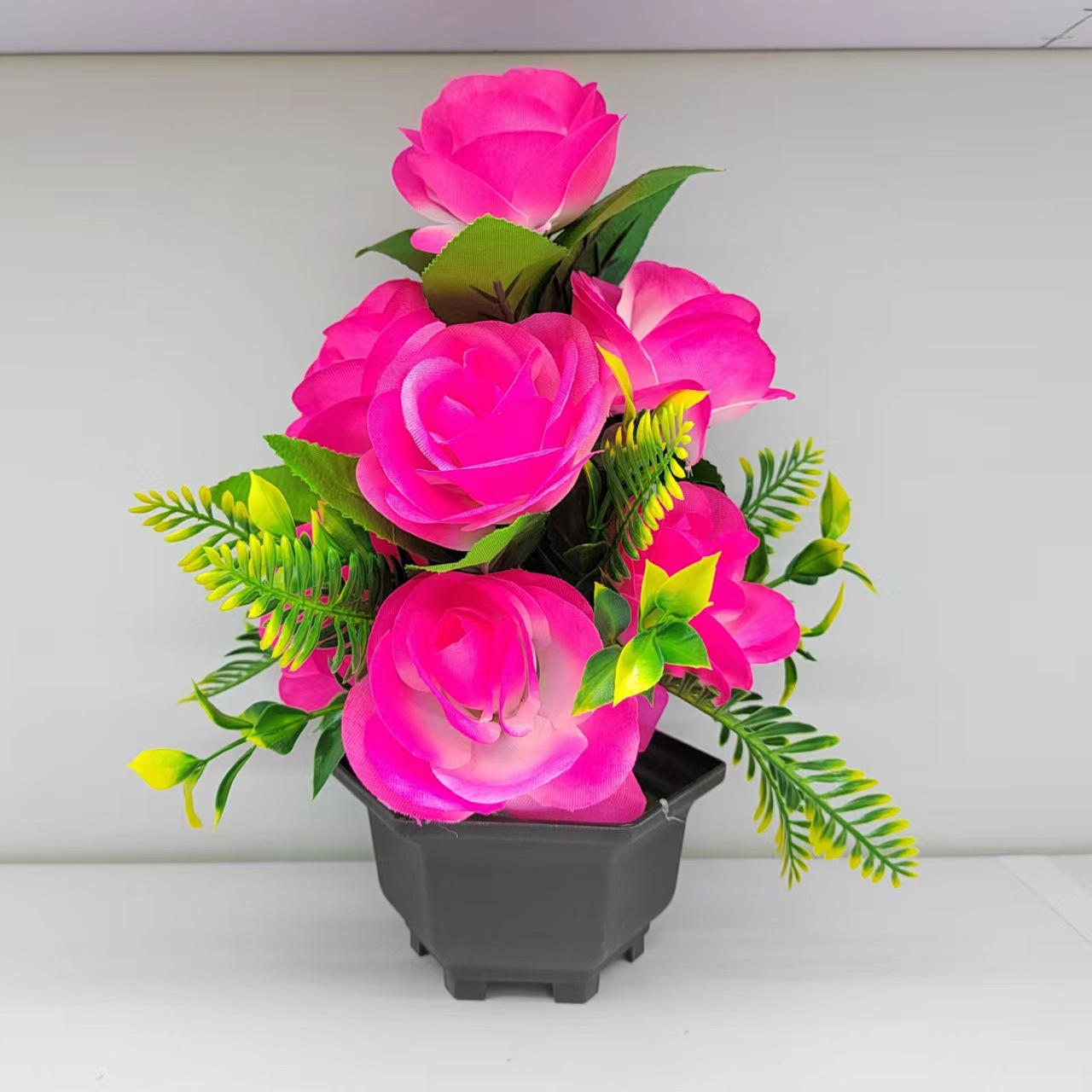 Nine-headed large rose bonsai decoration, realistic bonsai flower, home decoration, interior decoration, photography props pic 4