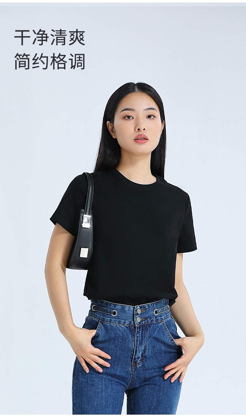 Summer pure white mercerized cotton T-shirt for women, pure cotton short-sleeved loose white T-shirt, half-sleeved body top, base layer pic 17