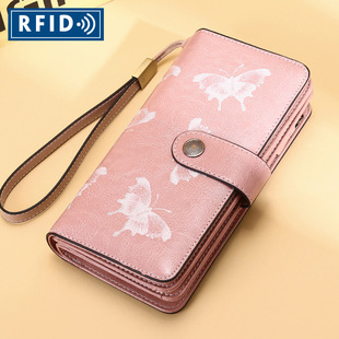 RFID防磁钱包跨境新款女韩版女士钱包牛皮钱夹皮夹大容量手拿包详情1