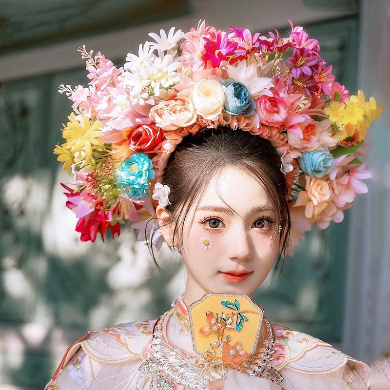 福建泉州浔埔女簪花头饰民族风花围高颜值爆款仿真花泉州簪花新款详情5