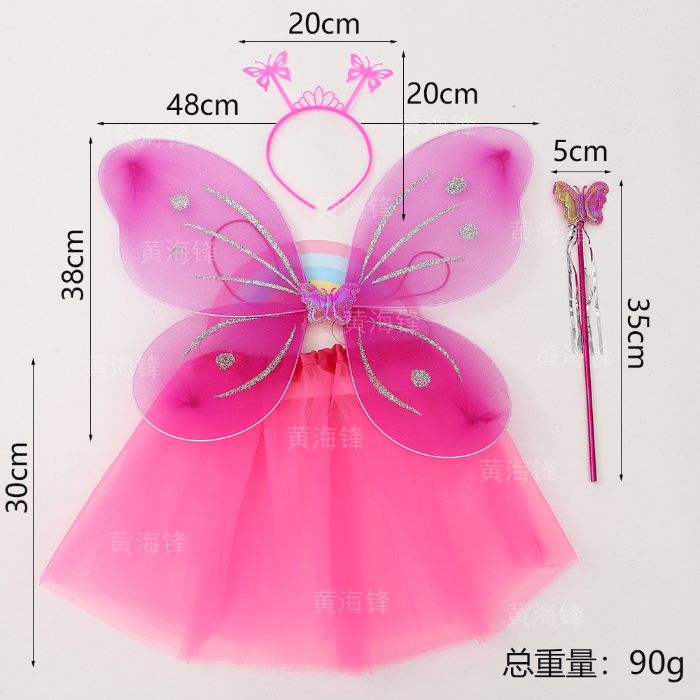 蝴蝶翅膀四件套 儿童蓬蓬裙套装 天使翅膀背饰仙女棒头箍现货批发详情2