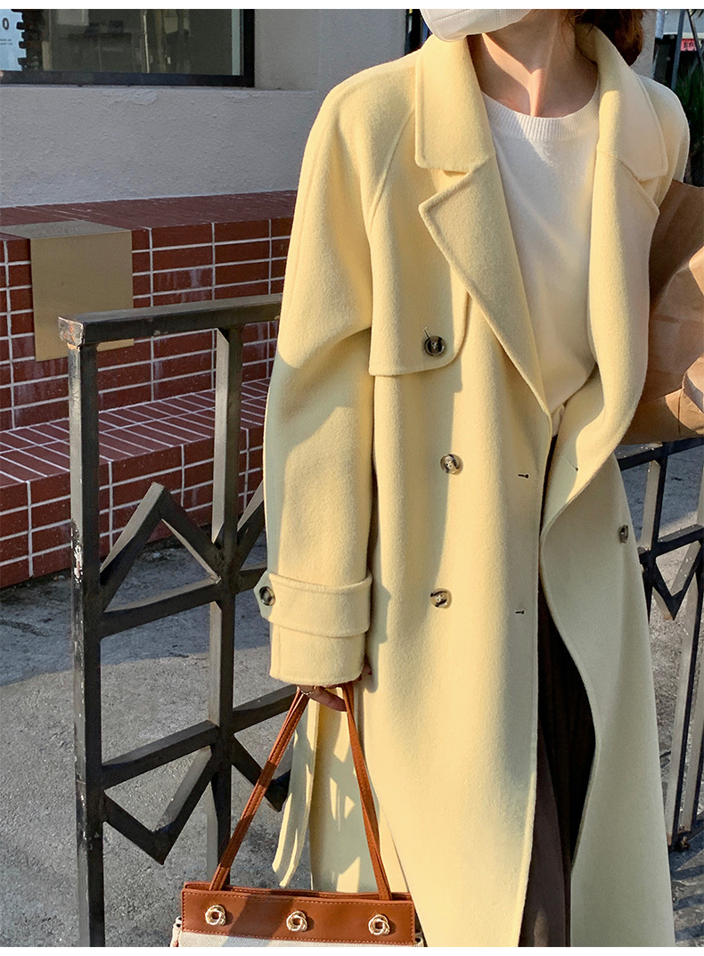 Q469 Dongdaemun Double-sided Cashmere Coat Korean version Autumn and Winter New Style Wool Tie suit collar woolen coat for women pic 30
