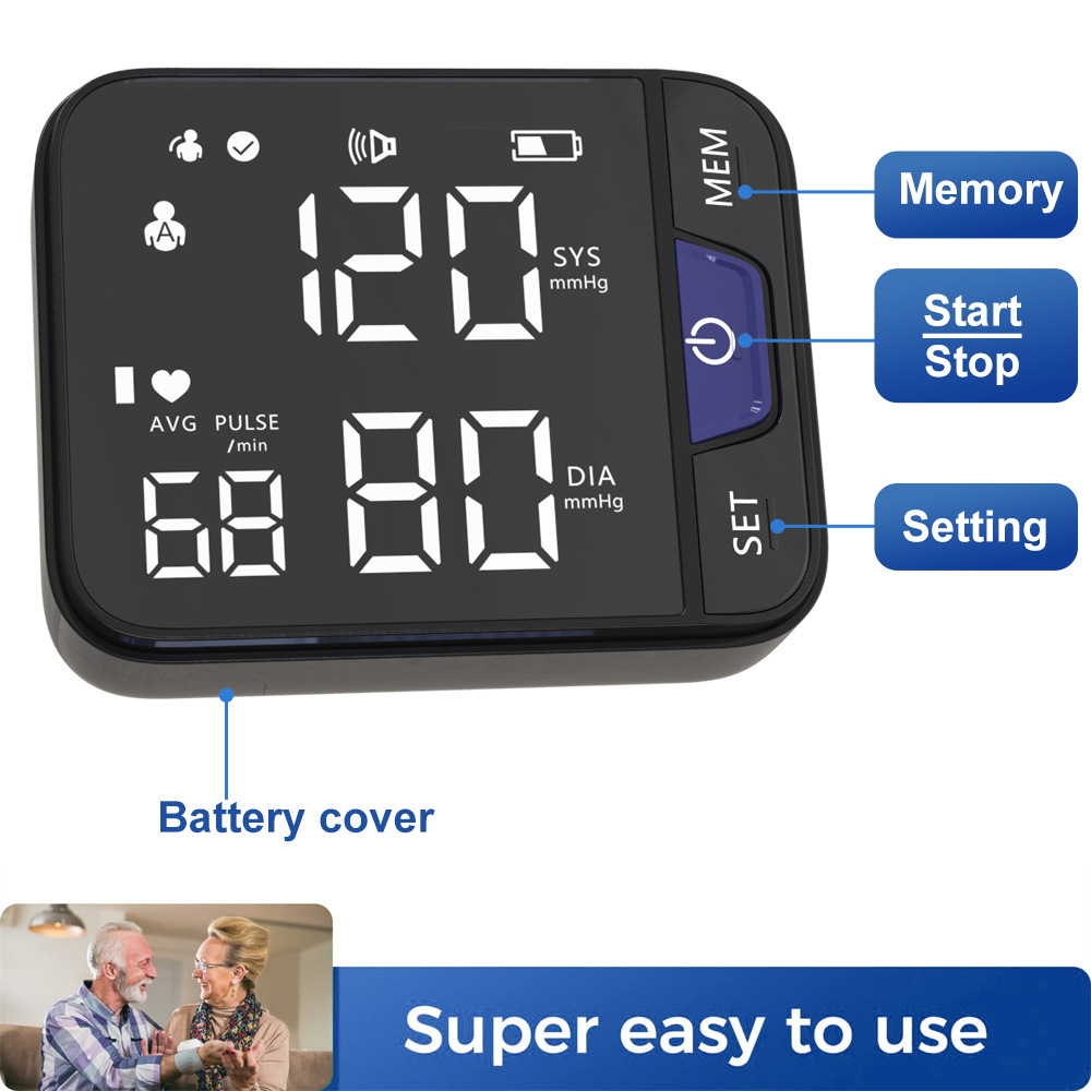 English electric wrist type home fully automatic blood pressure and heart rate voice broadcast intelligent alarm detection blood pressure monitor pic 4