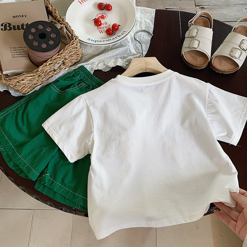Niño camiseta verano 2024 nuevo niño niño korean versión algodón manga corta bebé dibujos animados lindo casual top pic 19