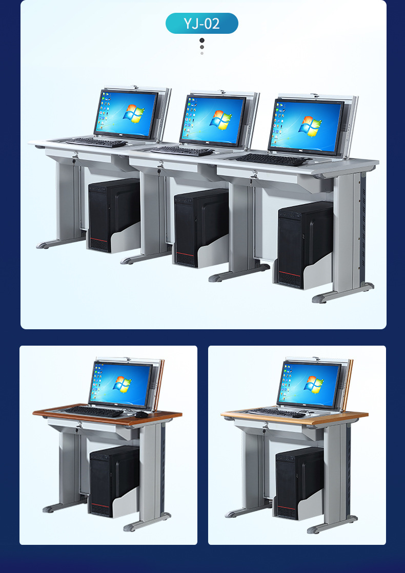 Hidden flip computer desks, student computer room training desks, multimedia podiums, single and double study desks pic 12