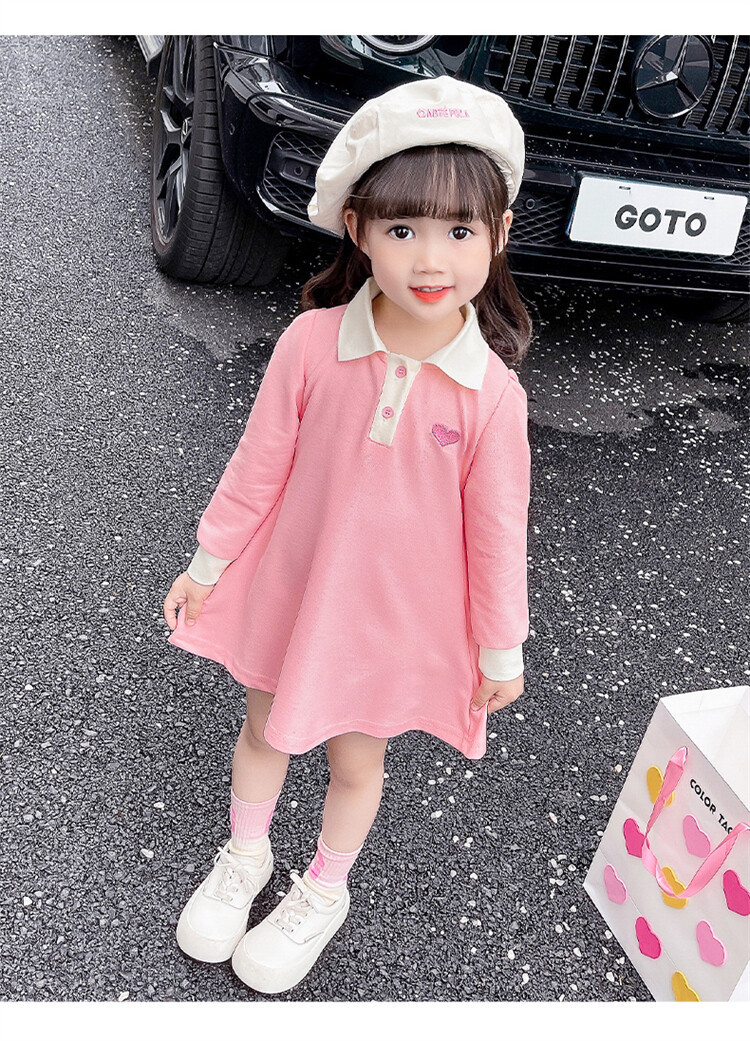 女童春秋款连衣裙2023秋季新款韩版女小童刺绣爱心连衣裙公主裙潮详情21
