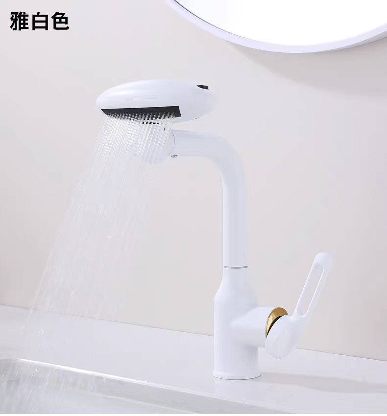 枪灰色面盆冷热家用洗脸盆洗漱台盆多功能可旋转飞雨瀑布水龙头铜详情14