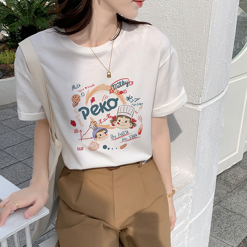 重磅纯棉短袖t恤女宽松百搭小众韩版上衣2023年夏季新款潮流女装详情14