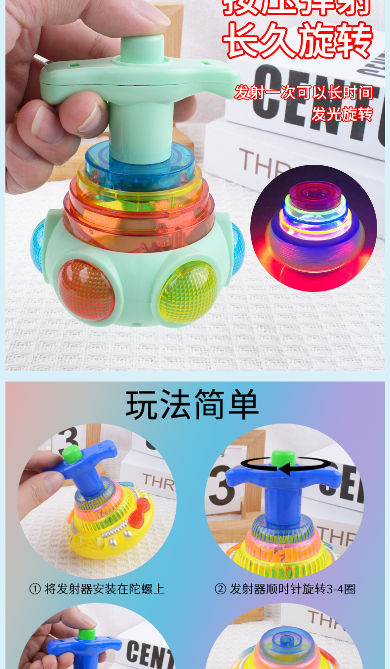 儿童发光玩具莲花陀螺七彩闪光音乐陀螺玩具小礼品夜市摆地摊批发详情12