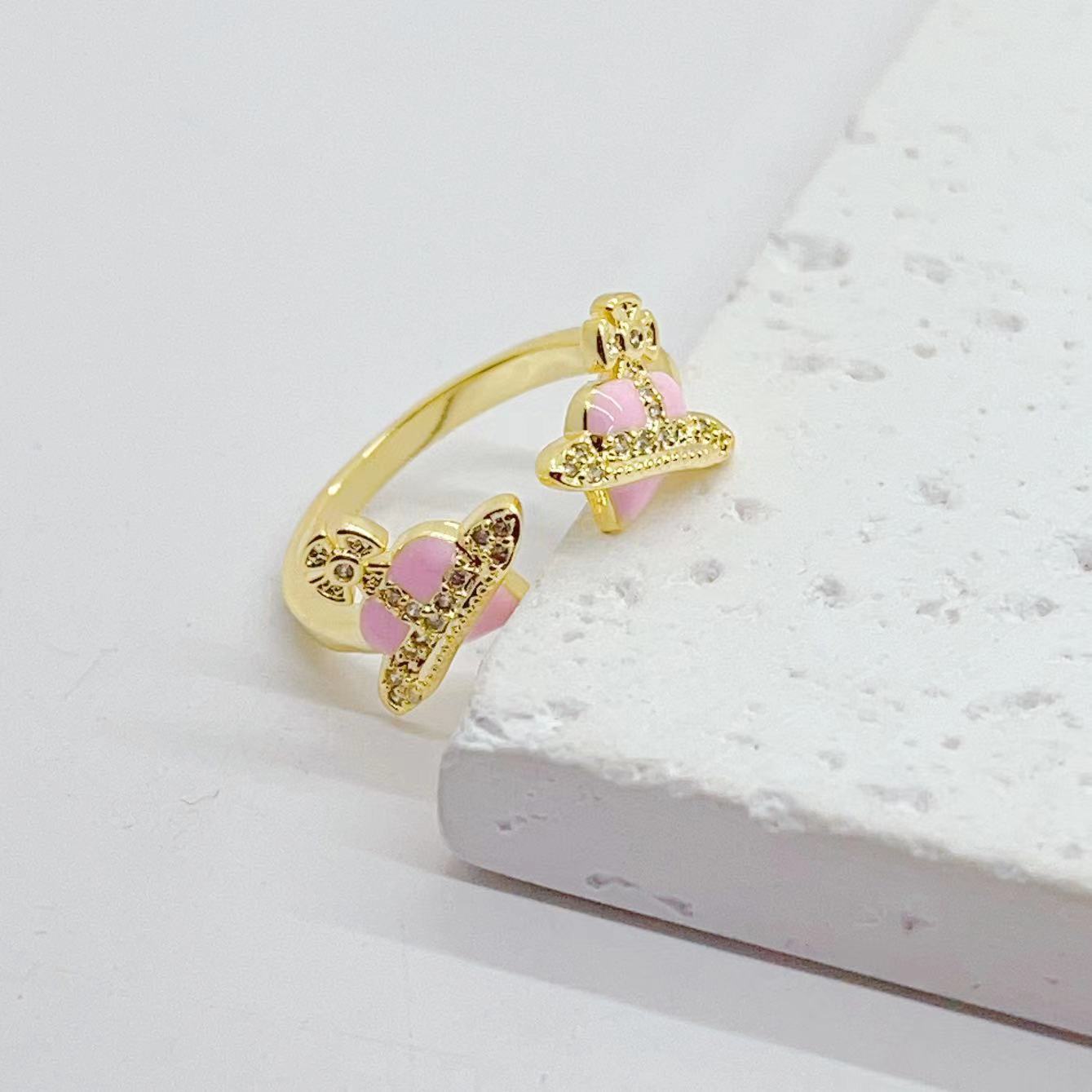 This cross-border e-commerce product features a unique and niche design for women. The oil drop ring has an adjustable opening. It is an event ring with 18K copper plating pic 3