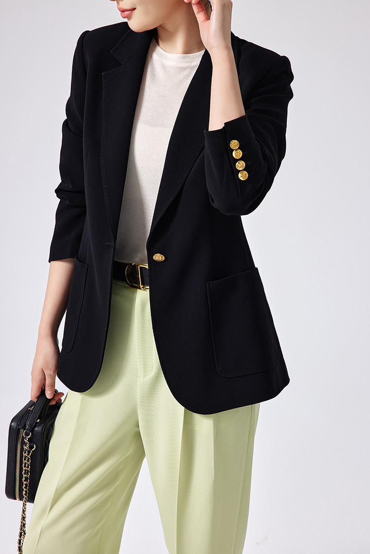 The new Spring 2023 tri-acetate casual one-button small suit for women, a stylish Korean-style commuter jacket pic 1
