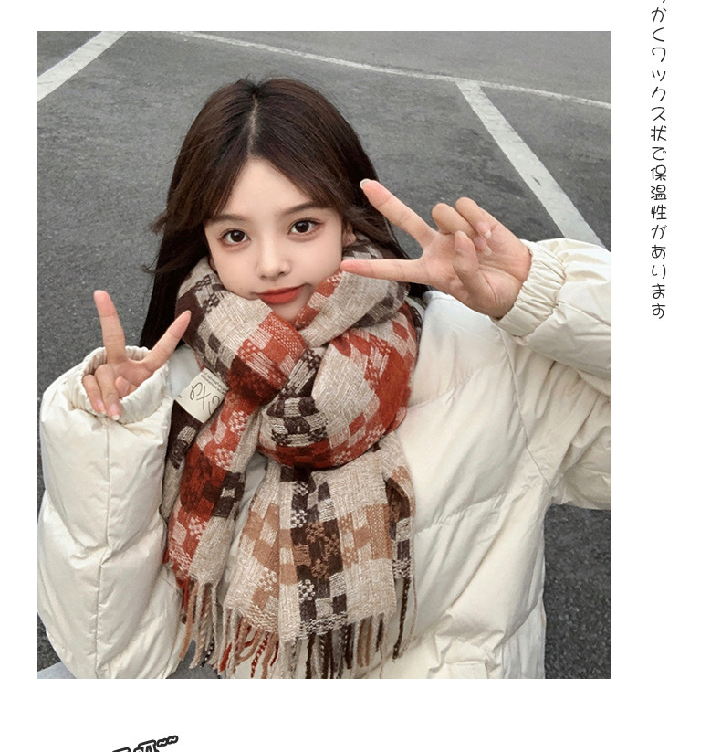 2024新品秋冬氛围感格纹流苏保暖围巾男女情侣加厚长款围脖礼物详情14