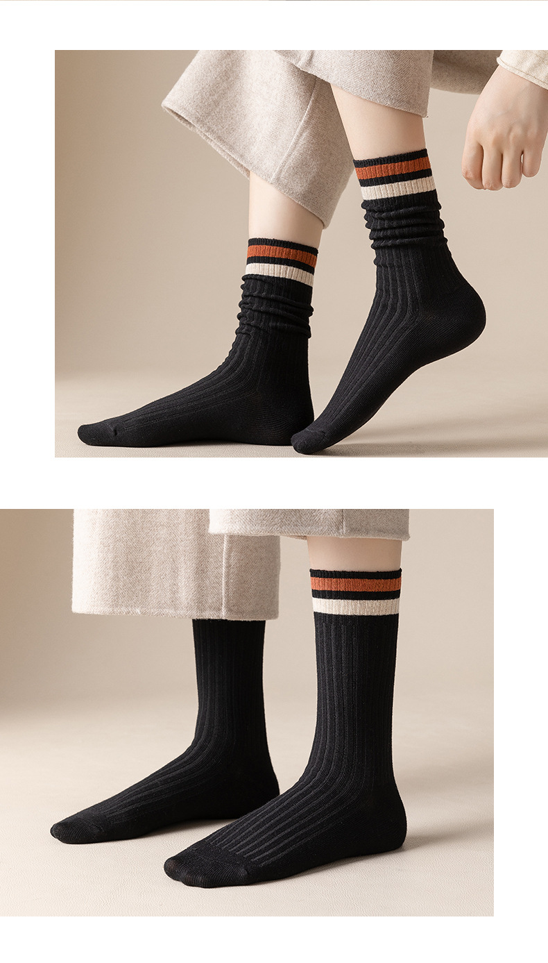 袜子女秋冬中筒袜棉100％保暖女款棉冬天女士长袜冬季堆堆袜详情11