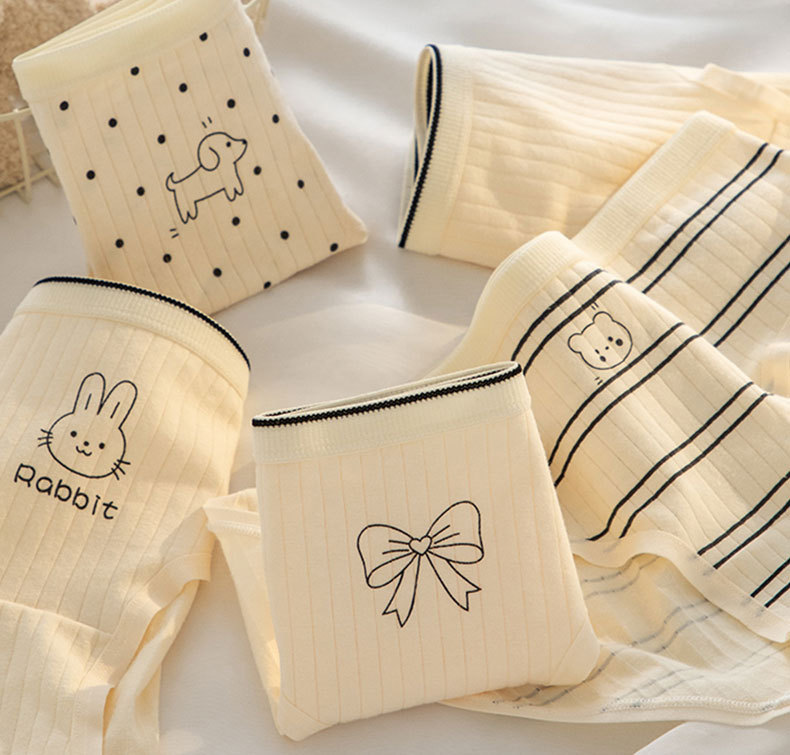 条纹卡通女士内裤女生纯棉A类婴儿棉少女7A抗菌裆三角裤头详情4