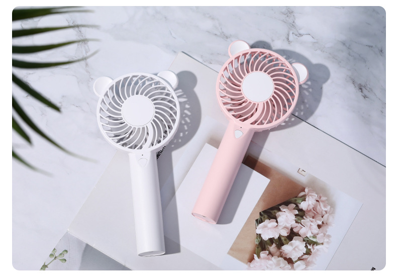 Cute and adorable bear seven-color light fan, summer light travel, USB charging, silent portable fan pic 20