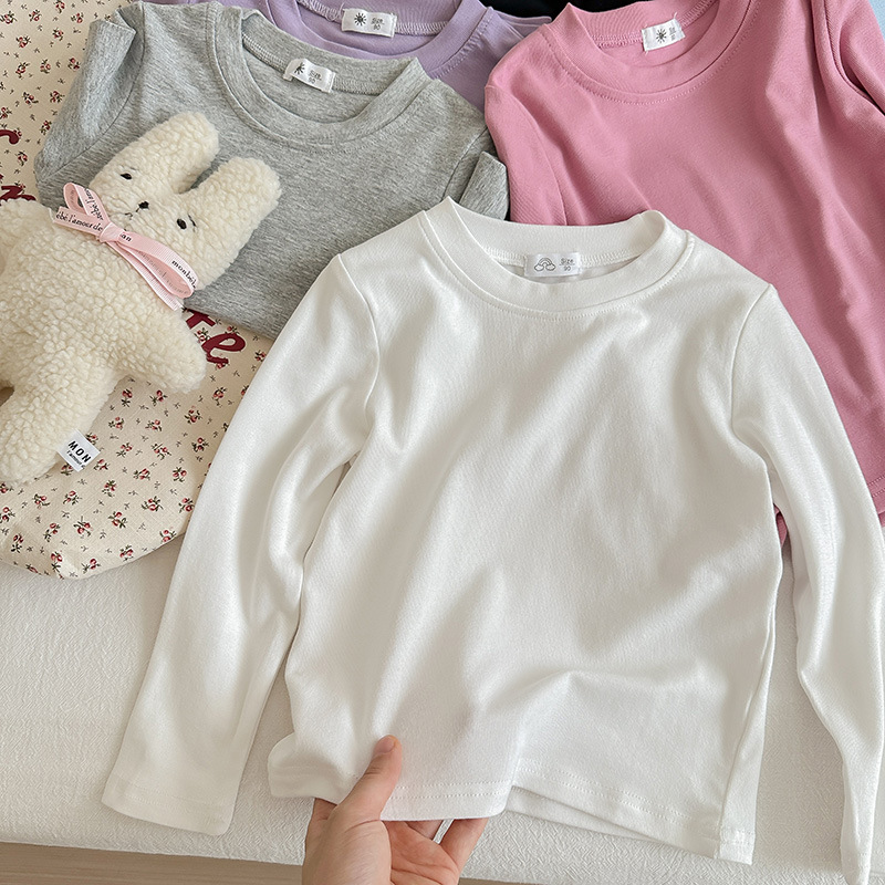 A white long-sleeved loose T-shirt for children, a cute base layer, top and mask T-shirt for boys, girls and babies in spring and autumn pic 6