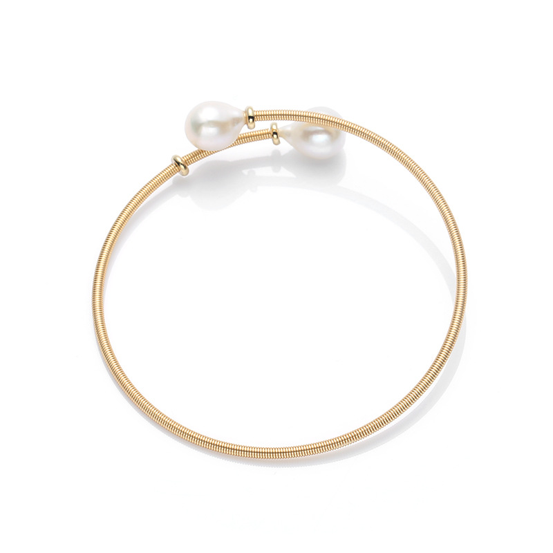 Fashion trend natural freshwater pearl bracelet 14K gold-plated double pearl Korean-style pearl bracelet adjustable jewelry pic 15