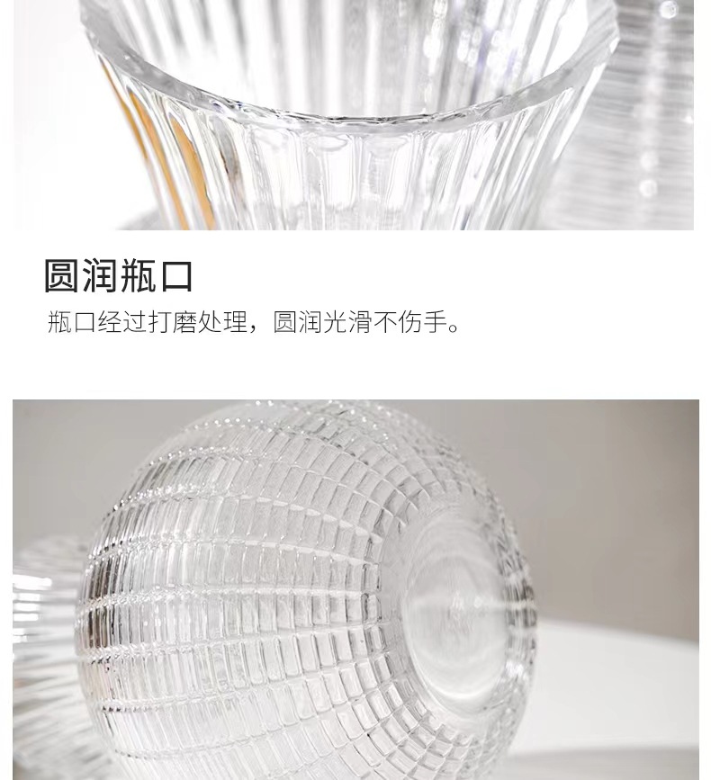Popular light luxury lantern vases, large-belted glass flower vases, living room flower arrangements, transparent water-grown fresh flowers, dried flower decorative items pic 5