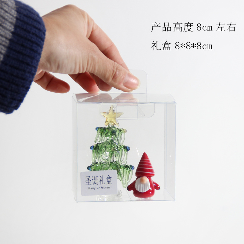圣诞节礼物拉丝圣诞树淄博琉璃工艺品玻璃制品桌面摆件手工装饰灯详情49