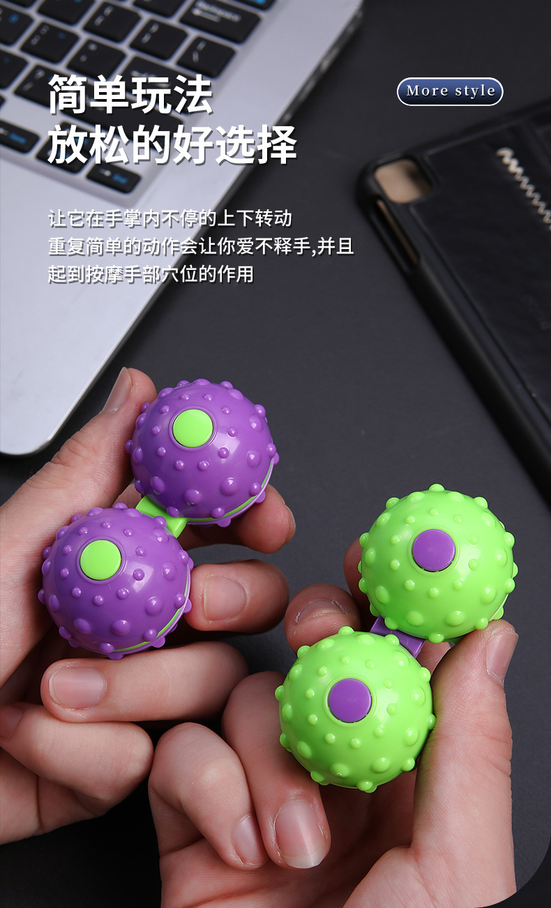 跨境3D萝卜球手指按摩球玩具指尖旋转陀螺连体成人减压神器按摩器详情9