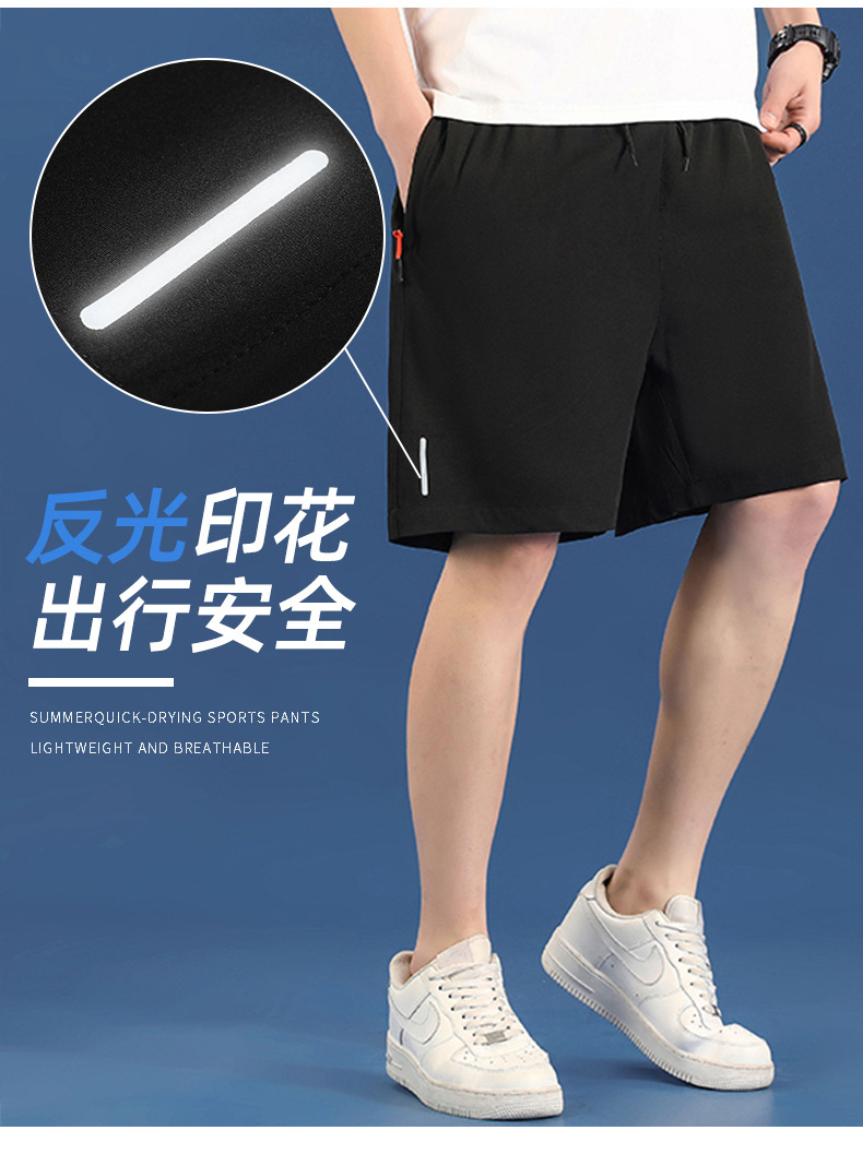 Summer sports thin shorts for men, loose and casual ice silk quick-drying capri pants for men, straight-leg Hong Kong-style pants for men, trendy pic 5