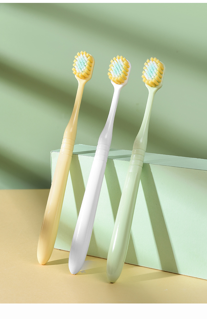 日式宽薄头凸面牙刷软毛3支装 成人专用大头情侣家用高级牙刷批发详情23