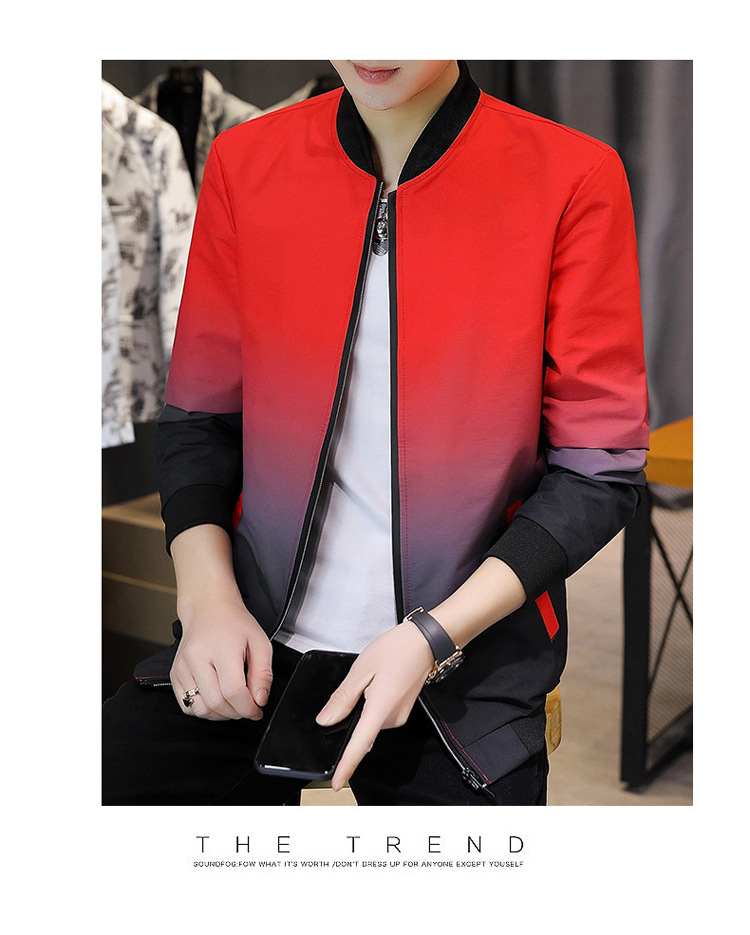 Comercio exterior primavera/otoño 2022 chaqueta versátil para hombres versión coreana slim fit baseball wear tendencia para hombres gradiente de estilo casual abrigos pic 9