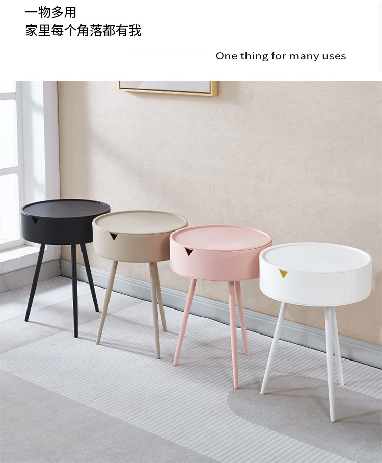 A round triangular table, a small table by the bedside of a girl in the bedroom, a modern and simple mini round table pic 5