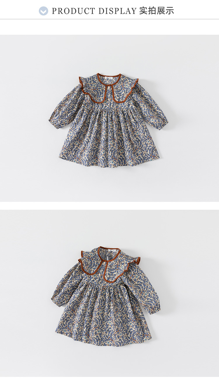 babycity春秋休闲女童碎花翻领裙子儿童连衣裙小童QQ22104详情6